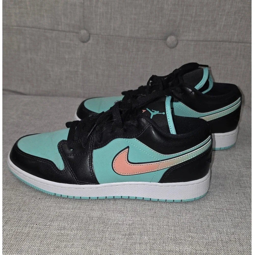 Air Jordan 1 Low Tropical Teal Black Peach GS Mens 7Y Sneakers